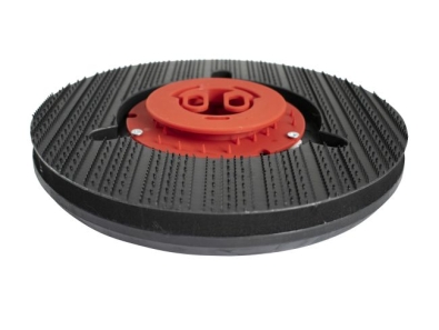 Preview: Treibteller für Pads bis 305 mm mit Wasserverteilring Vollhaftbelag schwarz mit Moosgummi - Titan 182 BF 100 - roter Flansch (290202)