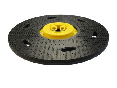 Preview: Treibteller mit DOM für Pads bis 430 mm Vollhaftbelag schwarz mit Moosgummi - 43 (Flansch mit 3 Klauen)