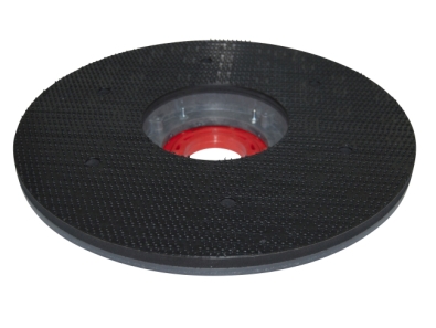 Preview: Treibteller mit DOM für Pads bis 460 mm Vollhaftbelag schwarz mit Moosgummi - 43 (Flansch mit 3 Klauen)