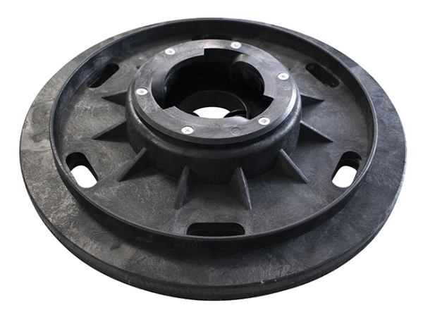 Treibteller mit DOM für Pads bis 430 mm Vollhaftbelag schwarz mit Moosgummi - Deluxe 43
