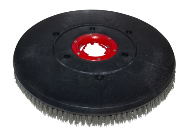 Schleifkornbürste - hart Tynex / Nylon-Grit 1,6 grau K46 - Titan 252 BF100 - roter Flansch (290202)