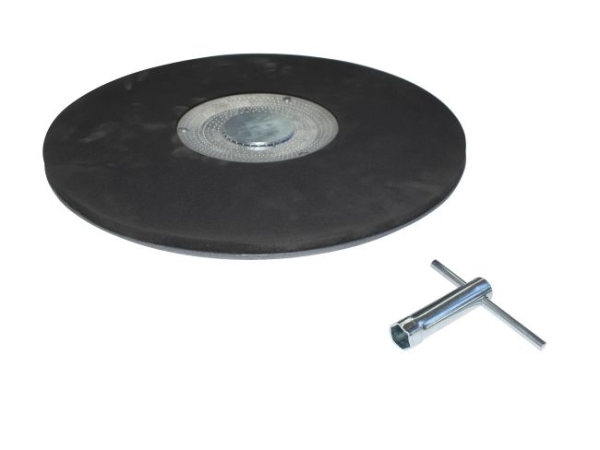 Treibteller für Schleifscheiben mit Montageschlüssel Schleiftellerbelag Zellkautschuk 10 mm - 43 (Flansch mit 3 Klauen)